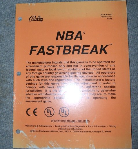 NBA Fastbreak de Bally operations manua